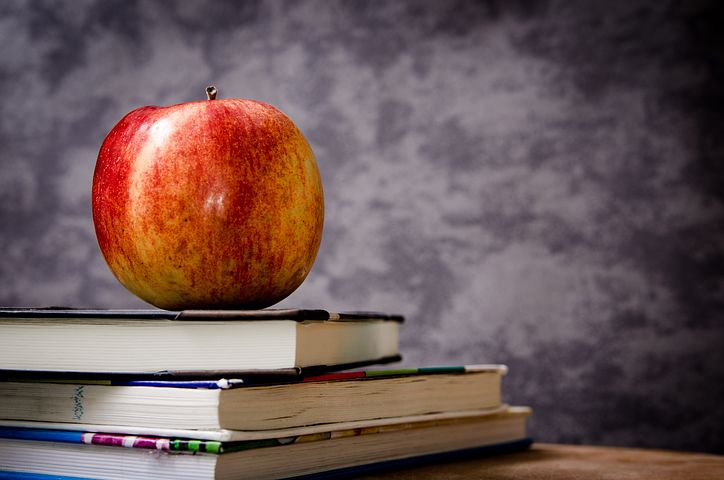 A Single Apple on a Pile of Textbooks